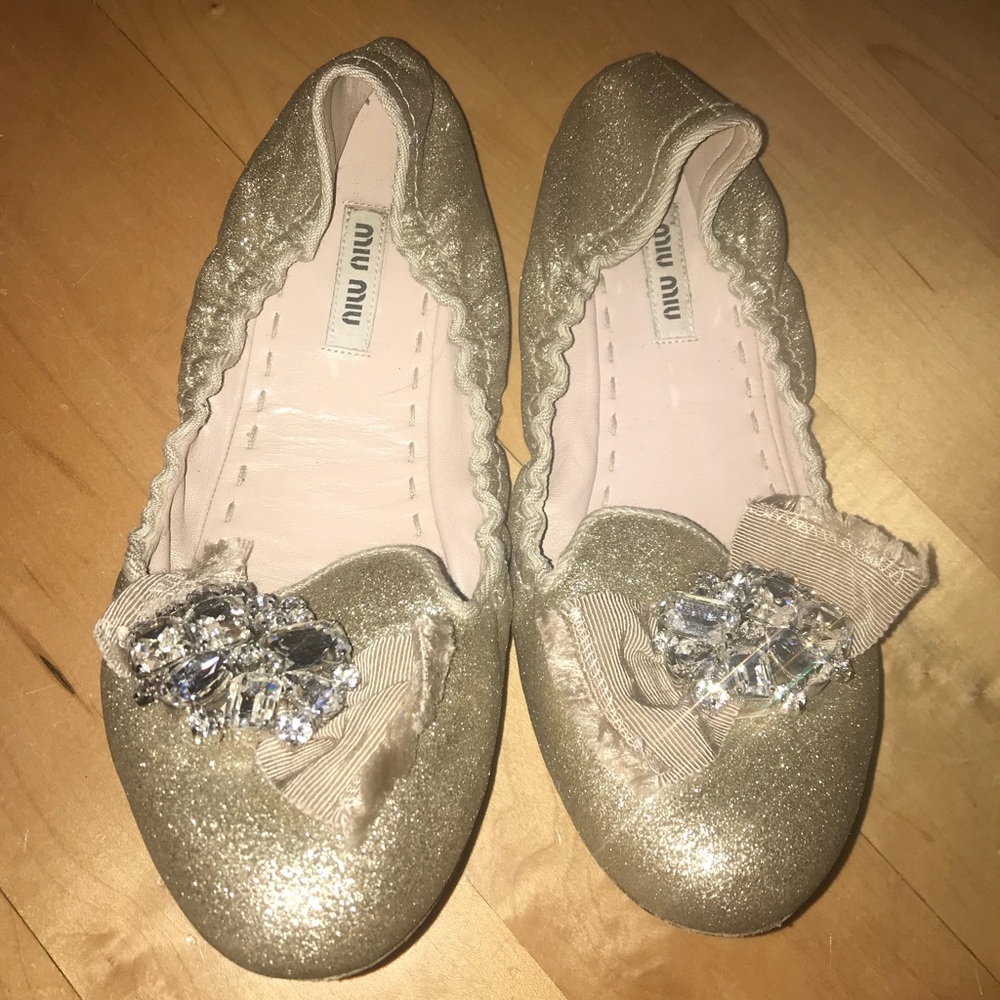 MIU MIU GOLF SPARKLY FLATS